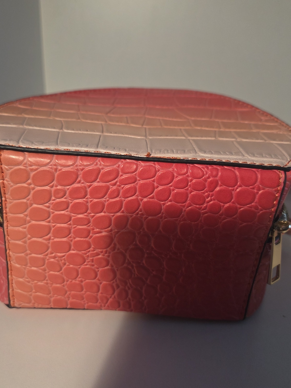 Ombre Pink to Coral Crossbody Bag with Top Handle - Picture 4 of 9